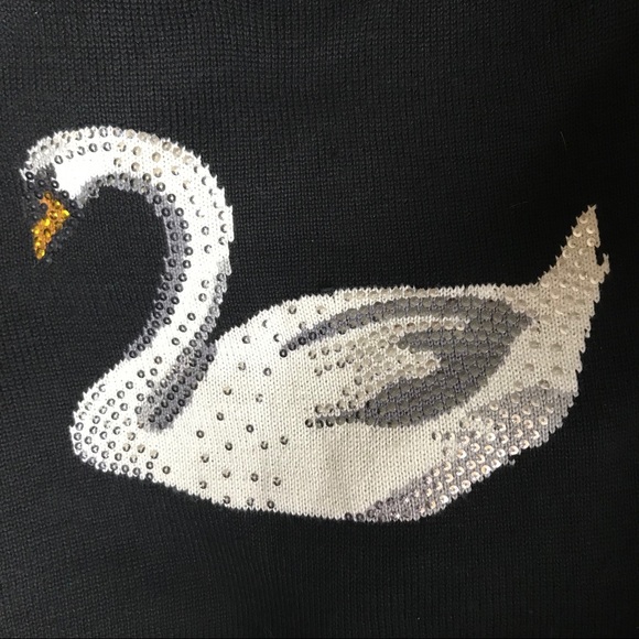 Charter Club Button Detail Sequined Swan Sweater - Picture 4 of 6